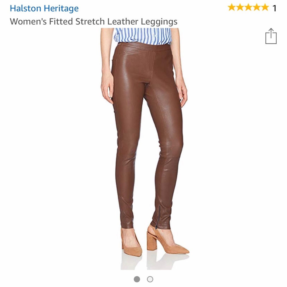 Halston Heritage Leather Leggings Cognac